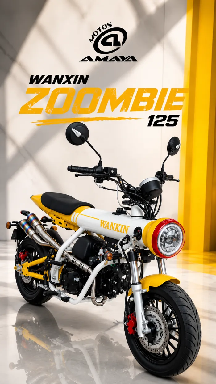 Wanxin Zoombie 125, moto urbana de 125 cc. Lámina del catálogo de Motos Amaya